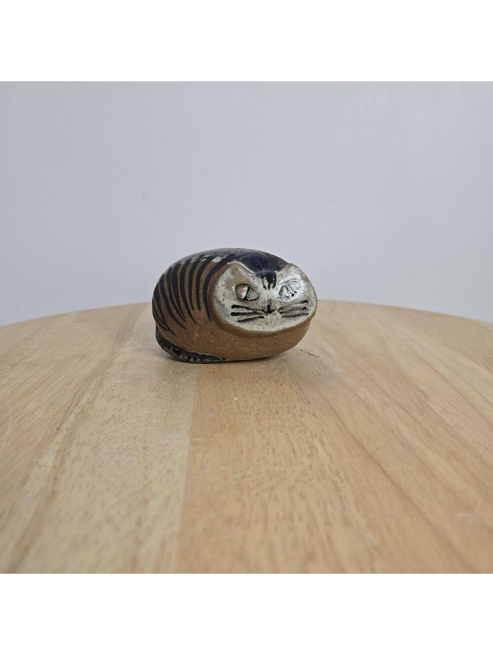 Vintage Lisa Larson Lila Zoo Pottery Cat Figurine Swedish Art MCM 1950s